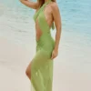 Μάξι φόρεμα Caicos με κοψίματα και λαιμόκοψη σε χρώμα λαδί Μάξι φόρεμα Caicos με κοψίματα και λαιμόκοψη σε χρώμα λαδί