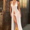 Μάξι Φορέμα Coralie με λαιμόκοψη σε λευκό Μάξι Φορέμα Coralie με λαιμόκοψη σε λευκό