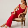 Μάξι Φορέμα Dolcezza με λαιμόκοψη σε σχήμα καρδιάς σε κόκκινο χρώμα