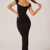 Μάξι Φορέμα Dolcezza με λαιμόκοψη σε σχήμα καρδιάς σε μαύρο χρώμα Μάξι Φορέμα Dolcezza με λαιμόκοψη σε σχήμα καρδιάς σε μαύρο χρώμα