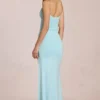 Μάξι φόρεμα Elanora με βαθύ V-neck σε απαλό γαλάζιο
