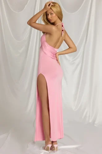 Μάξι Φορέμα Indi με λαιμόκοψη σε ροζ χρώμα Candyfloss