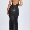 Μάξι φόρεμα Joella με διακοσμητικά cut-out και λαιμόκοψη halter σε μαύρο χρώμα