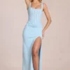 Μάξι Φορέμα κορσέ Zalia από δαντέλα σε χρώμα Powder Blue