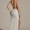 Μάξι Φορέμα Lucienne με διακοσμητικά cut-out και ουρά ψαριού σε λευκό