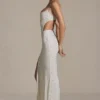 Μάξι Φορέμα Lucienne με διακοσμητικά cut-out και ουρά ψαριού σε λευκό