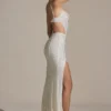 Μάξι Φορέμα Lucienne με διακοσμητικά cut-out και ουρά ψαριού σε λευκό