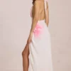 Μάξι Φορέμα Solenne από σιφόν με λευκό floral print