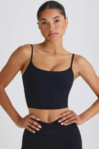 Μαύρο αμάνικο μπλουζάκι Soft Active