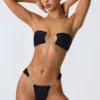 Sunny Isles Διακοσμημένο μπικίνι bandeau με cut-out σε μαύρο χρώμα