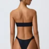 Sunny Isles Διακοσμημένο μπικίνι bandeau με cut-out σε μαύρο χρώμα