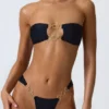 Sunny Isles Διακοσμημένο μπικίνι bandeau με cut-out σε μαύρο χρώμα