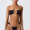 Sunny Isles Διακοσμημένο μπικίνι bandeau με cut-out σε μαύρο χρώμα