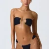 Sunny Isles Διακοσμημένο μπικίνι bandeau με cut-out σε μαύρο χρώμα