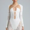 Melody Embellished Cut-Out Unitard σε χρώμα ιβουάρ Melody Embellished Cut-Out Unitard σε χρώμα ιβουάρ