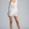 Melody Embellished Cut-Out Unitard σε χρώμα ιβουάρ Melody Embellished Cut-Out Unitard σε χρώμα ιβουάρ