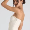 Melvina Ruched Lace-Up Strapless Corset Μπλούζα σε χρώμα ιβουάρ Melvina Ruched Lace-Up Strapless Corset Μπλούζα σε χρώμα ιβουάρ