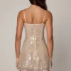 Μίνι φόρεμα Agentha με διακοσμημένο V-neck από δαντέλα σε απαλό ροδακινί χρώμα Μίνι φόρεμα Agentha με διακοσμημένο V-neck από δαντέλα σε απαλό ροδακινί χρώμα