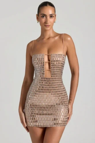 Μίνι φόρεμα Alanni με διακοσμητικά cut-out σε χρώμα μέλι