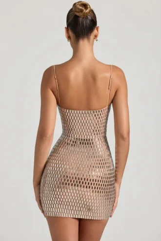 Μίνι φόρεμα Alanni με διακοσμητικά cut-out σε χρώμα μέλι