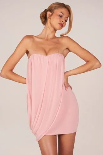 Μίνι φόρεμα Alessandra Bandeau Draped σε ροζ χρώμα