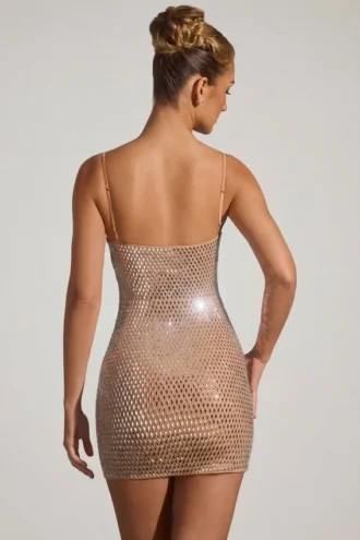 Μίνι φόρεμα Ayleen με διακοσμητικά cut-out σε χρώμα αμύγδαλο