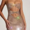 Μίνι φόρεμα Ayleen με διακοσμητικά cut-out σε χρώμα αμύγδαλο Μίνι φόρεμα Ayleen με διακοσμητικά cut-out σε χρώμα αμύγδαλο