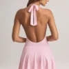 Μίνι φόρεμα Brooke με λαιμόκοψη halter και γραμμή Α, σε παστέλ ροζ Μίνι φόρεμα Brooke με λαιμόκοψη halter και γραμμή Α, σε παστέλ ροζ