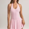 Μίνι φόρεμα Brooke με λαιμόκοψη halter και γραμμή Α, σε παστέλ ροζ Μίνι φόρεμα Brooke με λαιμόκοψη halter και γραμμή Α, σε παστέλ ροζ