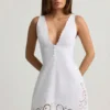 Μίνι φόρεμα Calina από βαμβακερό ποπλίν με κεντήματα σε λευκό χρώμα Μίνι φόρεμα Calina από βαμβακερό ποπλίν με κεντήματα σε λευκό χρώμα