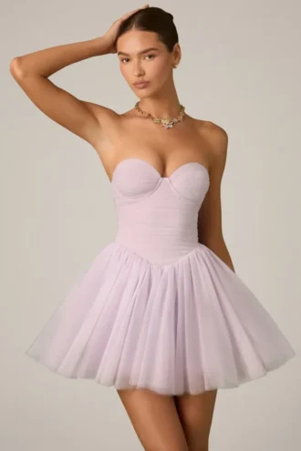 Μίνι Φορέμα Dottie Tulle Corset σε λιλά