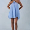 Μίνι φόρεμα Evania με λαιμόκοψη και μπλούζα babydoll σε μπλε πουά Μίνι φόρεμα Evania με λαιμόκοψη και μπλούζα babydoll σε μπλε πουά