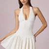 Μίνι φόρεμα Haddie Modal Broderie Anglaise με λαιμόκοψη halterneck σε λευκό χρώμα