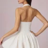Μίνι φόρεμα Haddie Modal Broderie Anglaise με λαιμόκοψη halterneck σε λευκό χρώμα