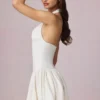Μίνι φόρεμα Haddie Modal Broderie Anglaise με λαιμόκοψη halterneck σε λευκό χρώμα