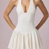Μίνι φόρεμα Haddie Modal Broderie Anglaise με λαιμόκοψη halterneck σε λευκό χρώμα