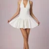 Μίνι φόρεμα Haddie Modal Broderie Anglaise με λαιμόκοψη halterneck σε λευκό χρώμα