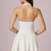 Μίνι φόρεμα Haddie Modal Broderie Anglaise με λαιμόκοψη halterneck σε λευκό χρώμα