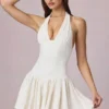 Μίνι φόρεμα Haddie Modal Broderie Anglaise με λαιμόκοψη halterneck σε λευκό χρώμα