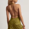 Μίνι φόρεμα Halia Devoré Cowl A-Line σε λαδί χρώμα Μίνι φόρεμα Halia Devoré Cowl A-Line σε λαδί χρώμα