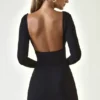 Μίνι φόρεμα Jessa Modal Ruched Plunge A-Line σε μαύρο χρώμα Μίνι φόρεμα Jessa Modal Ruched Plunge A-Line σε μαύρο χρώμα