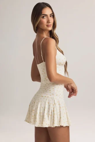 Μίνι φόρεμα Kelbie Modal με σούρες και A-line γραμμή σε floral print