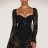 Μίνι φόρεμα-κορσέ Jovie Sheer Embellished Κορμάκιο σε μαύρο χρώμα Μίνι φόρεμα-κορσέ Jovie Sheer Embellished Κορμάκιο σε μαύρο χρώμα