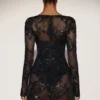 Μίνι φόρεμα-κορσέ Jovie Sheer Embellished Κορμάκιο σε μαύρο χρώμα Μίνι φόρεμα-κορσέ Jovie Sheer Embellished Κορμάκιο σε μαύρο χρώμα