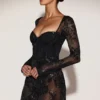 Μίνι φόρεμα-κορσέ Jovie Sheer Embellished Κορμάκιο σε μαύρο χρώμα Μίνι φόρεμα-κορσέ Jovie Sheer Embellished Κορμάκιο σε μαύρο χρώμα