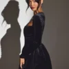 Μίνι φόρεμα κορσέ με μακριά μανίκια Tera Velvet σε μαύρο Μίνι φόρεμα κορσέ με μακριά μανίκια Tera Velvet σε μαύρο