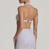 Μίνι φόρεμα Lucia με διακοσμητικά cut-out και λαιμόκοψη halterneck σε λευκό