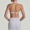 Μίνι φόρεμα Lucia με διακοσμητικά cut-out και λαιμόκοψη halterneck σε λευκό