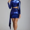 Μίνι φόρεμα Nasira Cut Out Metallic Jersey σε ηλεκτρικό μπλε