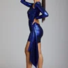 Μίνι φόρεμα Nasira Cut Out Metallic Jersey σε ηλεκτρικό μπλε